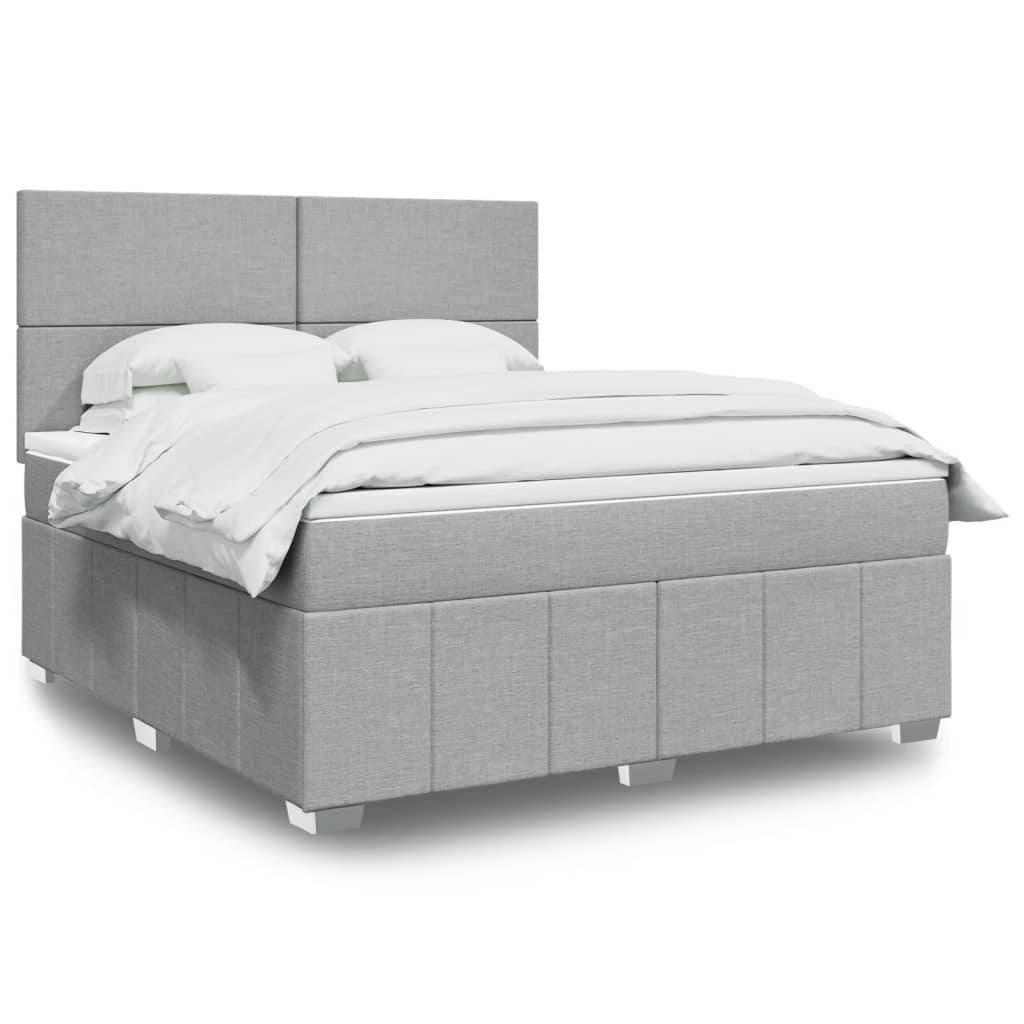 Boxspringbett Mit Matratze Stoff Hellgrau