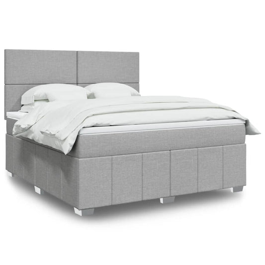 Boxspringbett Mit Matratze Stoff Hellgrau