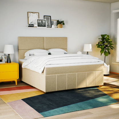 Boxspringbett Mit Matratze Stoff Creme