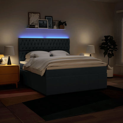 Boxspringbett Mit Matratze Stoff Blau