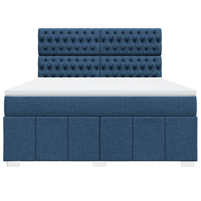 Boxspringbett Mit Matratze Stoff Blau