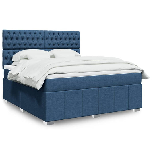 Boxspringbett Mit Matratze Stoff Blau