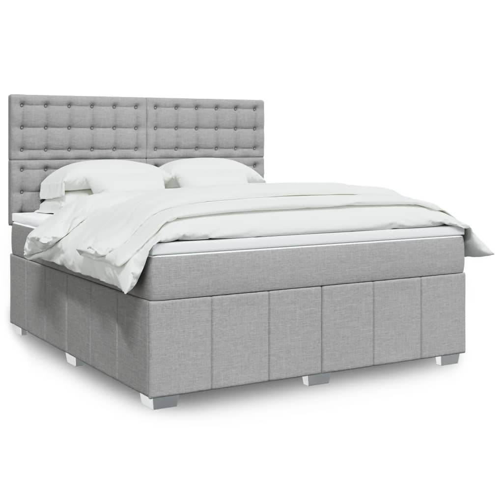 Boxspringbett Mit Matratze Stoff Hellgrau