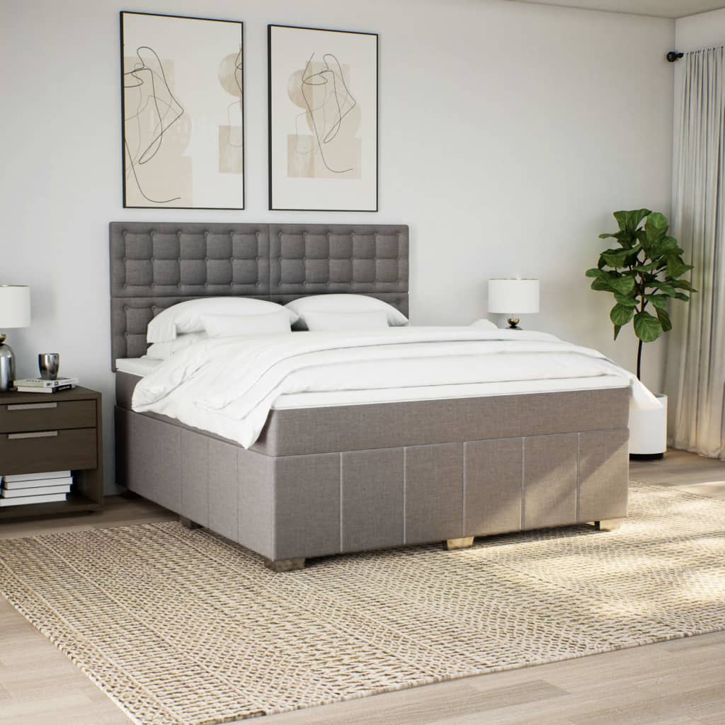 Boxspringbett Mit Matratze Stoff Taupe