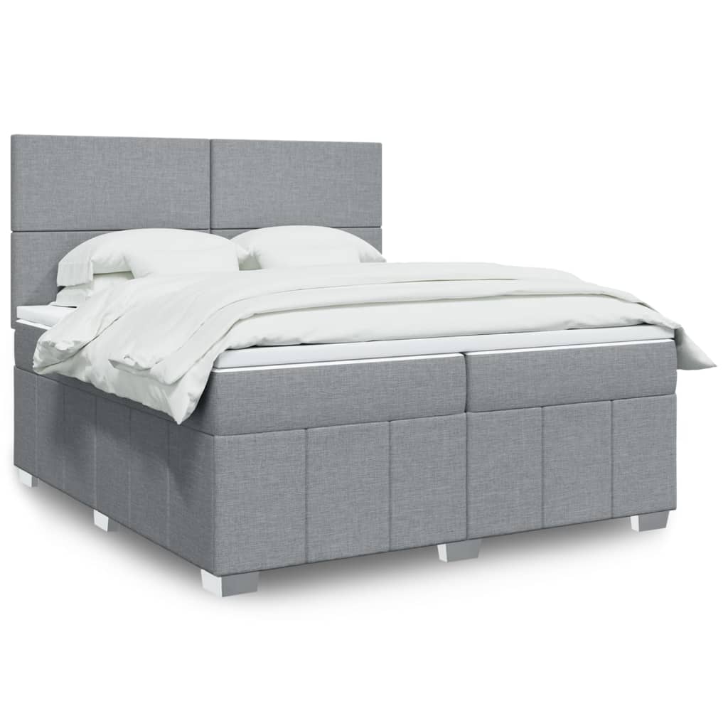 Boxspringbett Mit Matratze Stoff Hellgrau