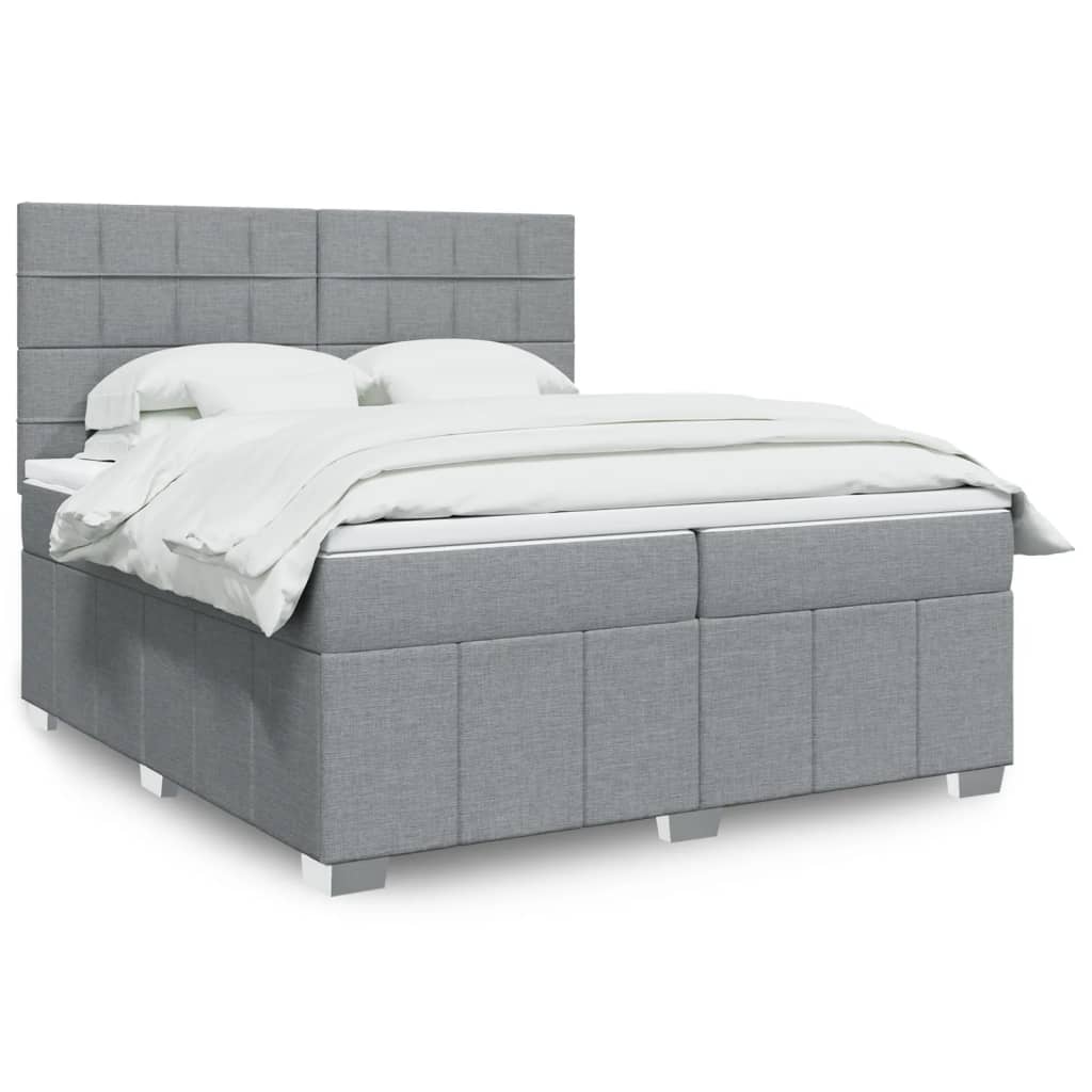 Boxspringbett Mit Matratze Stoff Hellgrau