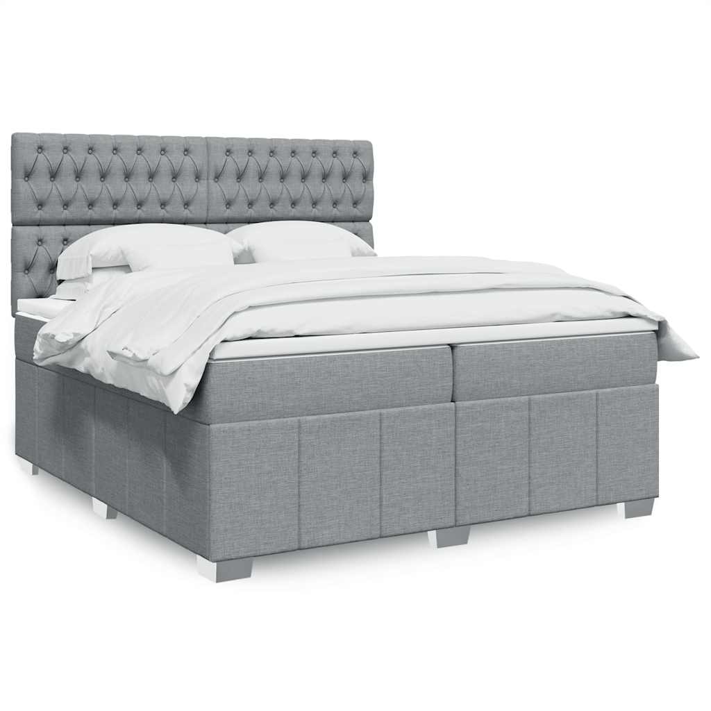 Boxspringbett Mit Matratze Stoff Hellgrau