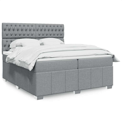 Boxspringbett Mit Matratze Stoff Hellgrau