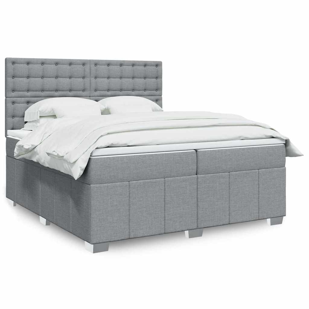 Boxspringbett Mit Matratze Stoff Hellgrau