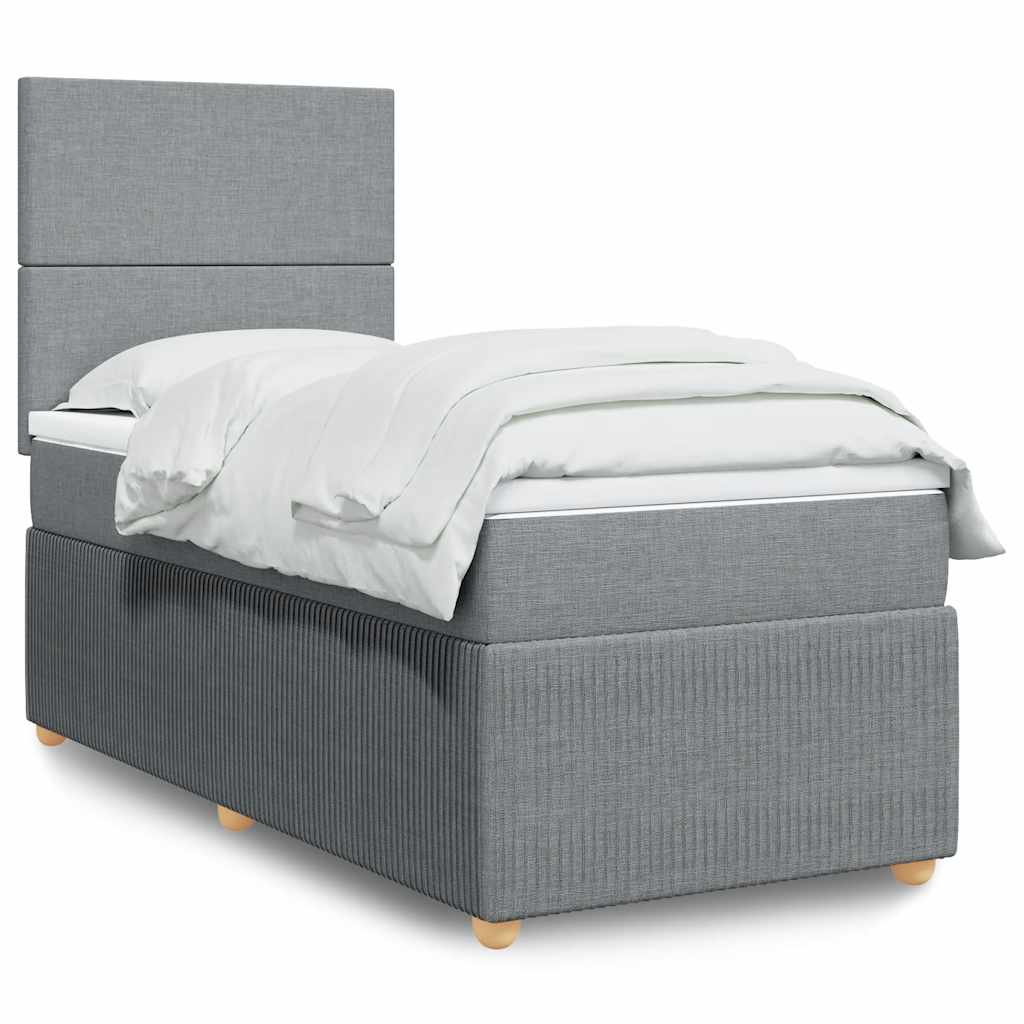 Boxspringbett Mit Matratze Stoff Hellgrau
