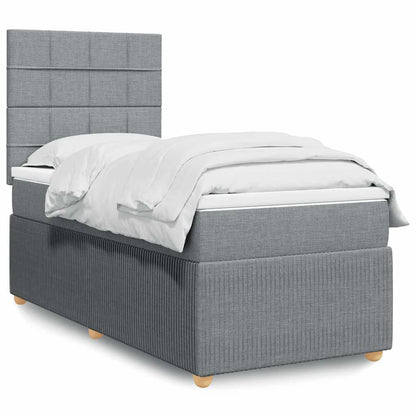 Boxspringbett Mit Matratze Stoff Hellgrau