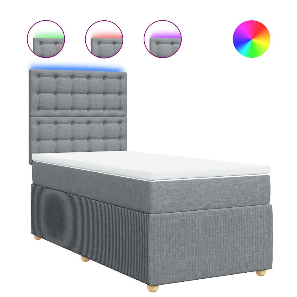 Boxspringbett Mit Matratze Stoff Hellgrau
