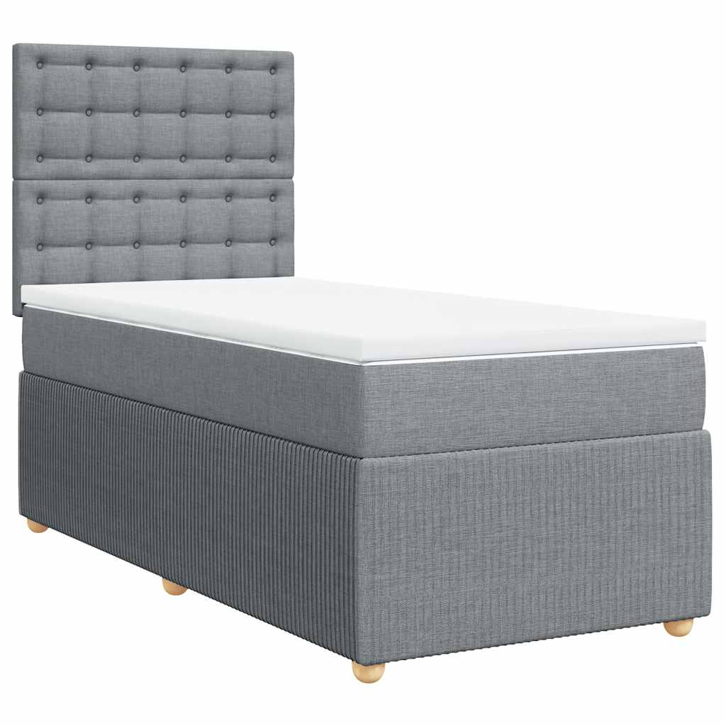 Boxspringbett Mit Matratze Stoff Hellgrau