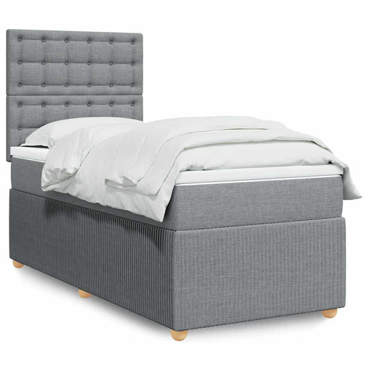 Boxspringbett Mit Matratze Stoff Hellgrau