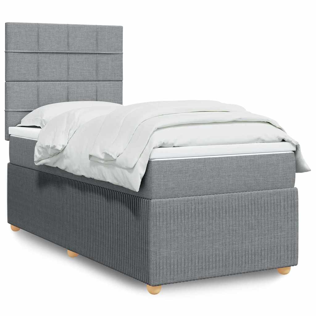 Boxspringbett Mit Matratze Stoff Hellgrau