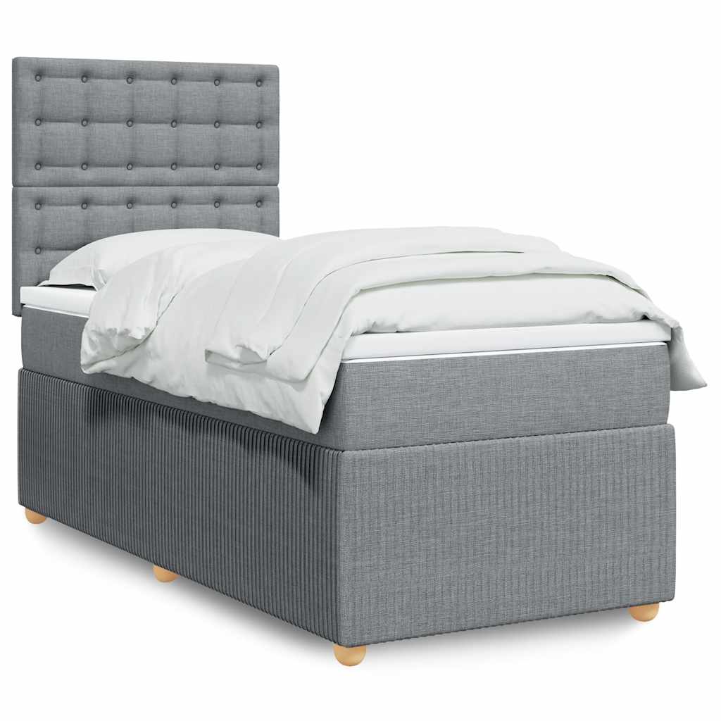 Boxspringbett Mit Matratze Stoff Hellgrau