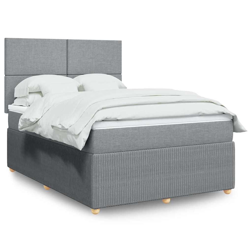 Boxspringbett Mit Matratze Stoff Hellgrau