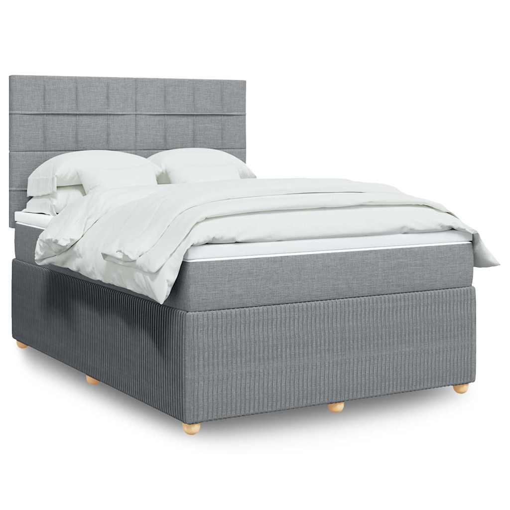 Boxspringbett Mit Matratze Stoff Hellgrau