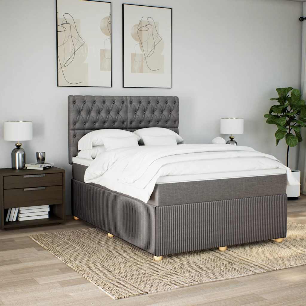 Boxspringbett Mit Matratze Stoff Taupe