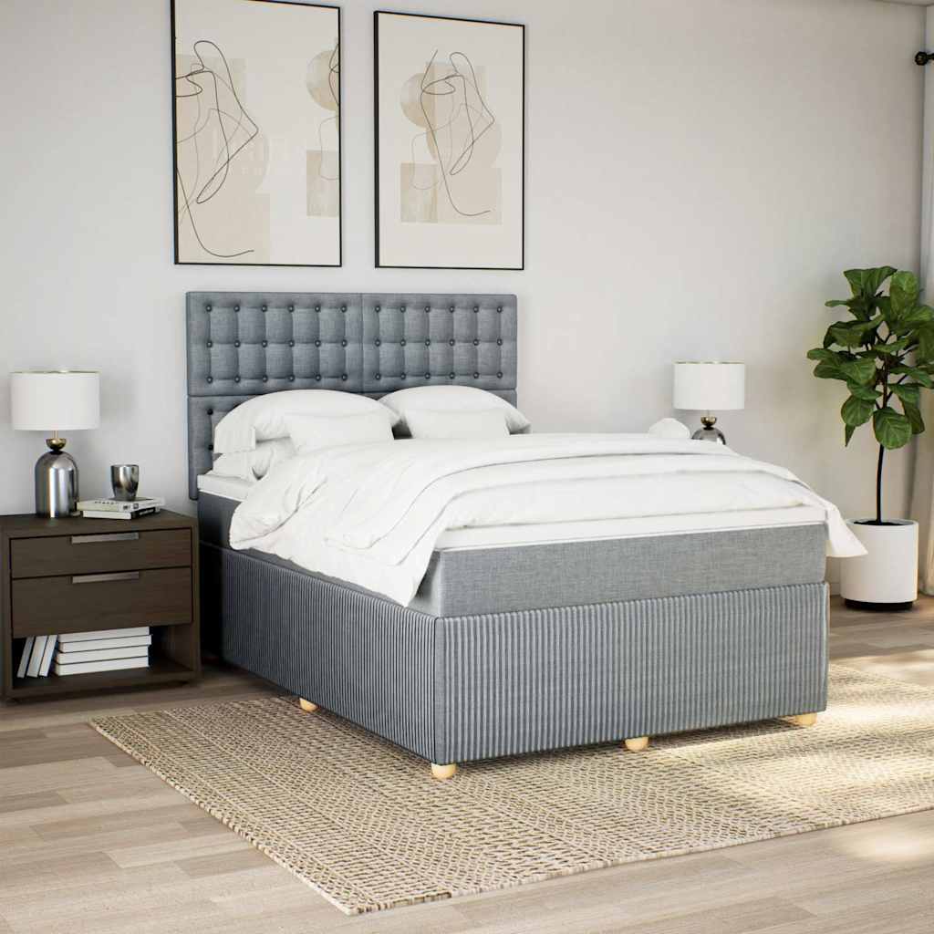 Boxspringbett Mit Matratze Stoff Hellgrau