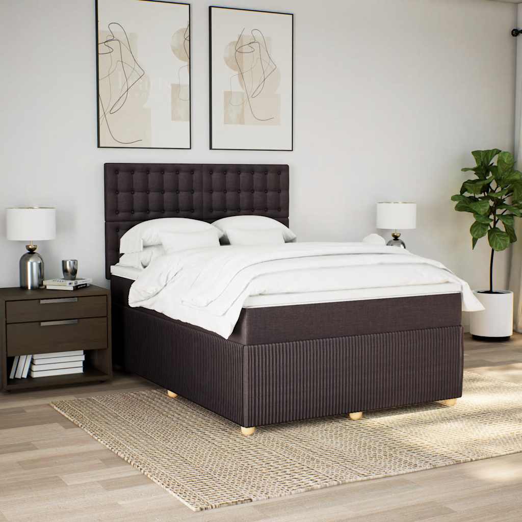 Boxspringbett Mit Matratze Stoff Dunkelbraun