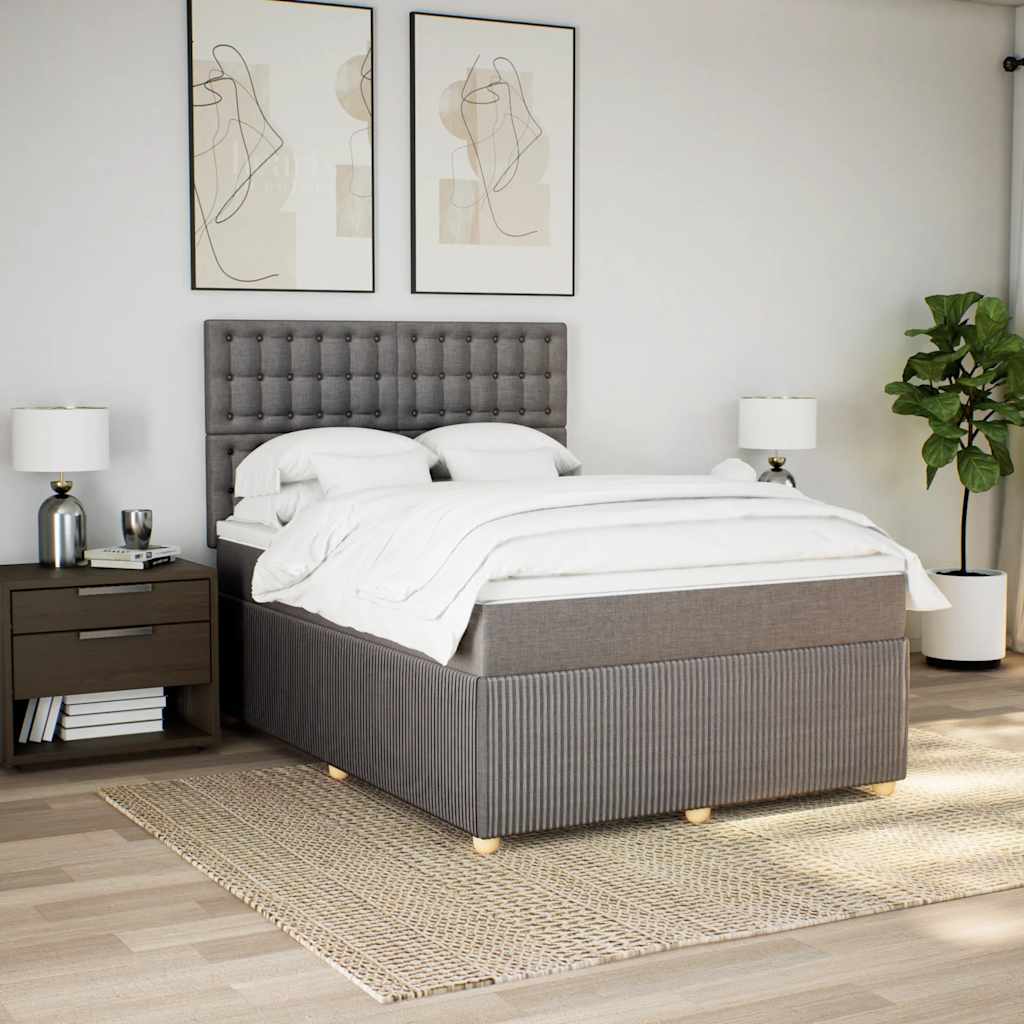 Boxspringbett Mit Matratze Stoff Taupe