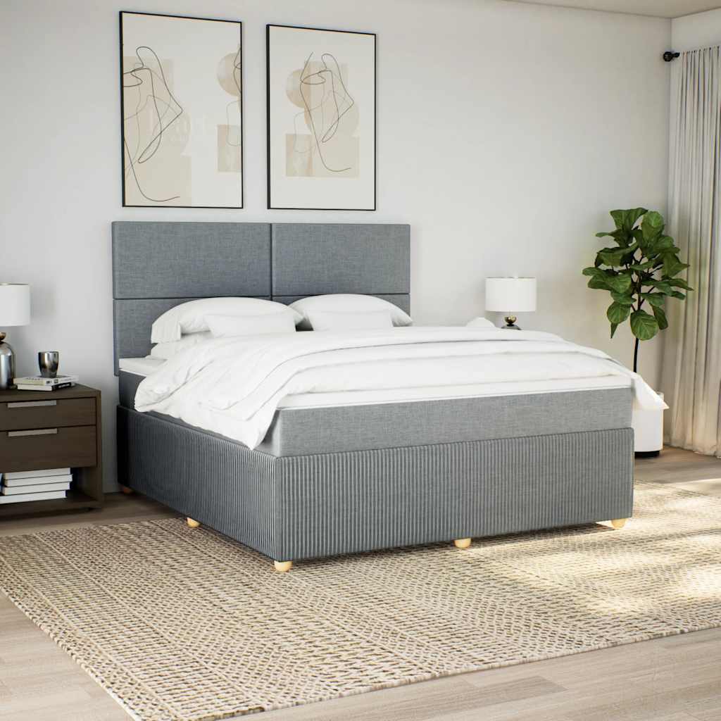 Boxspringbett Mit Matratze Stoff Hellgrau