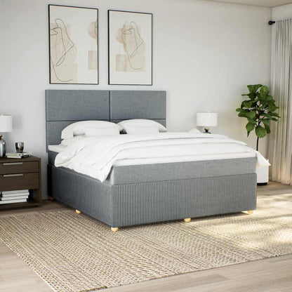 Boxspringbett Mit Matratze Stoff Hellgrau