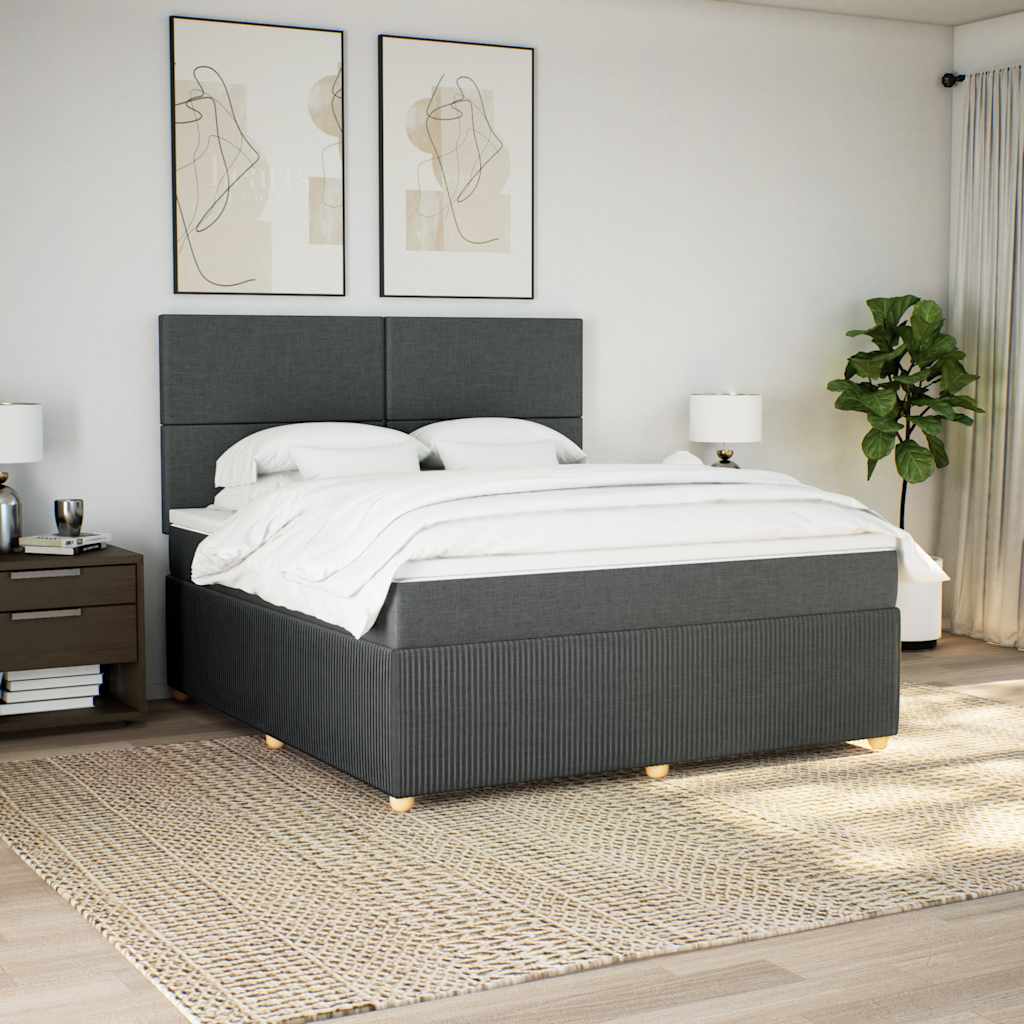 Boxspringbett Mit Matratze Stoff Dunkelgrau