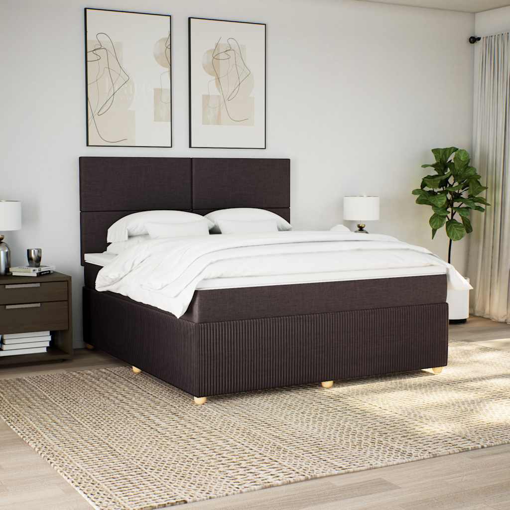 Boxspringbett Mit Matratze Stoff Dunkelbraun