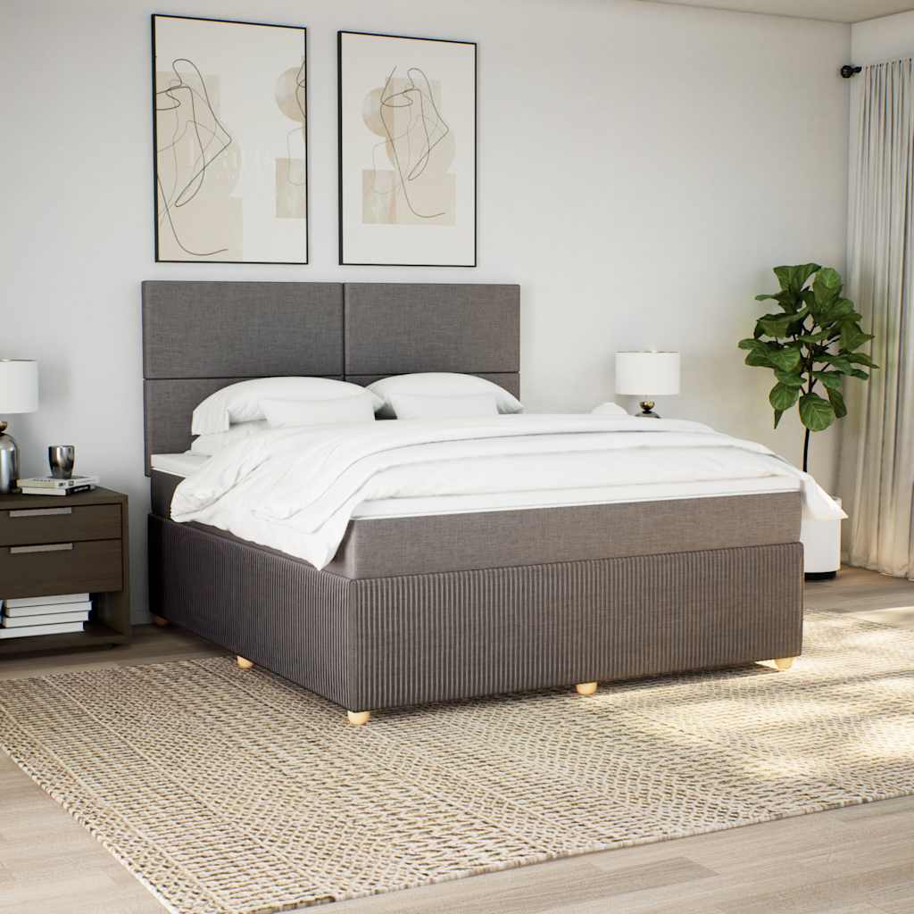 Boxspringbett Mit Matratze Stoff Taupe