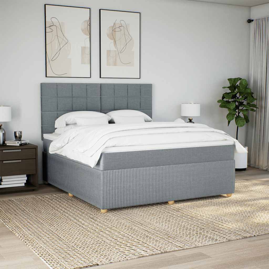 Boxspringbett Mit Matratze Stoff Hellgrau