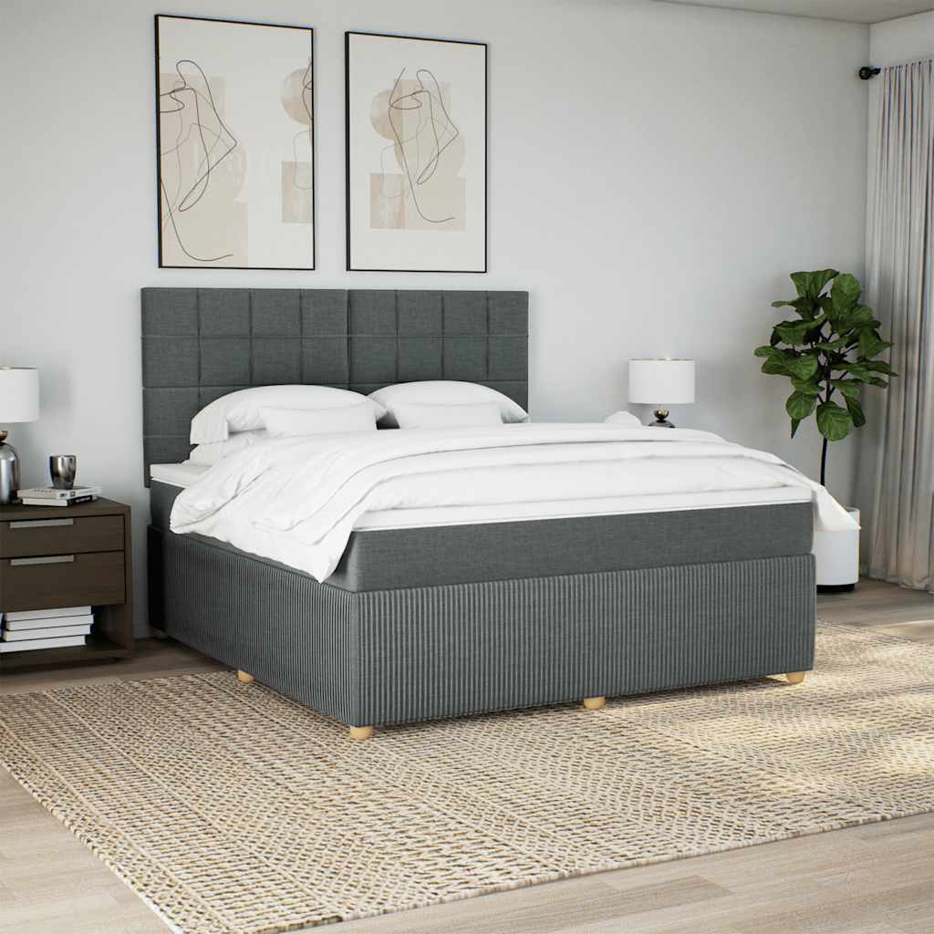 Boxspringbett Mit Matratze Stoff Dunkelgrau