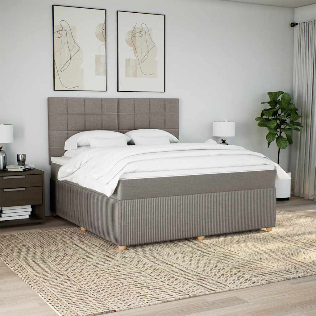 Boxspringbett Mit Matratze Stoff Taupe