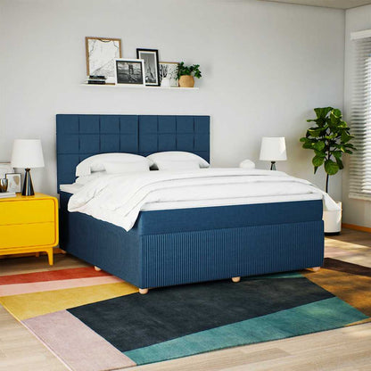 Boxspringbett Mit Matratze Stoff Blau