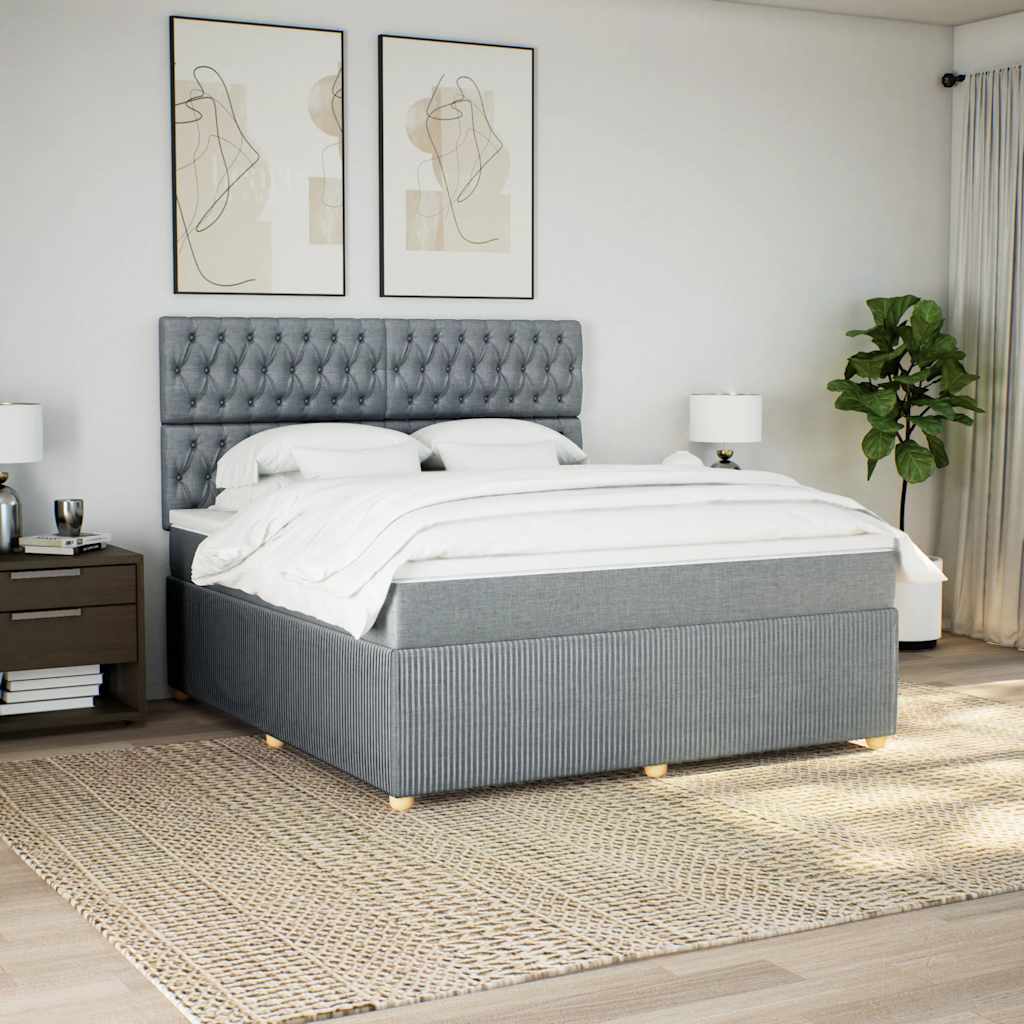 Boxspringbett Mit Matratze Stoff Hellgrau