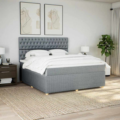 Boxspringbett Mit Matratze Stoff Hellgrau