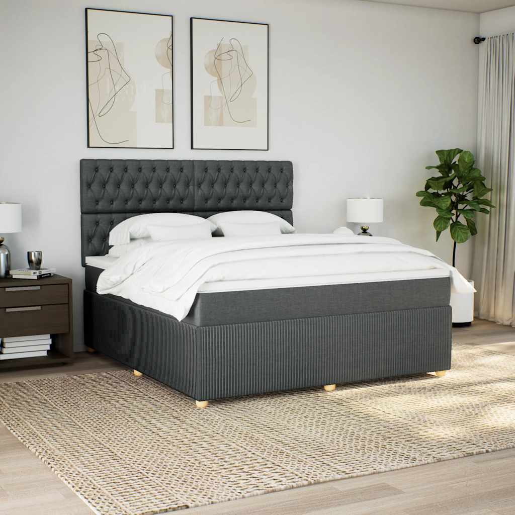 Boxspringbett Mit Matratze Stoff Dunkelgrau
