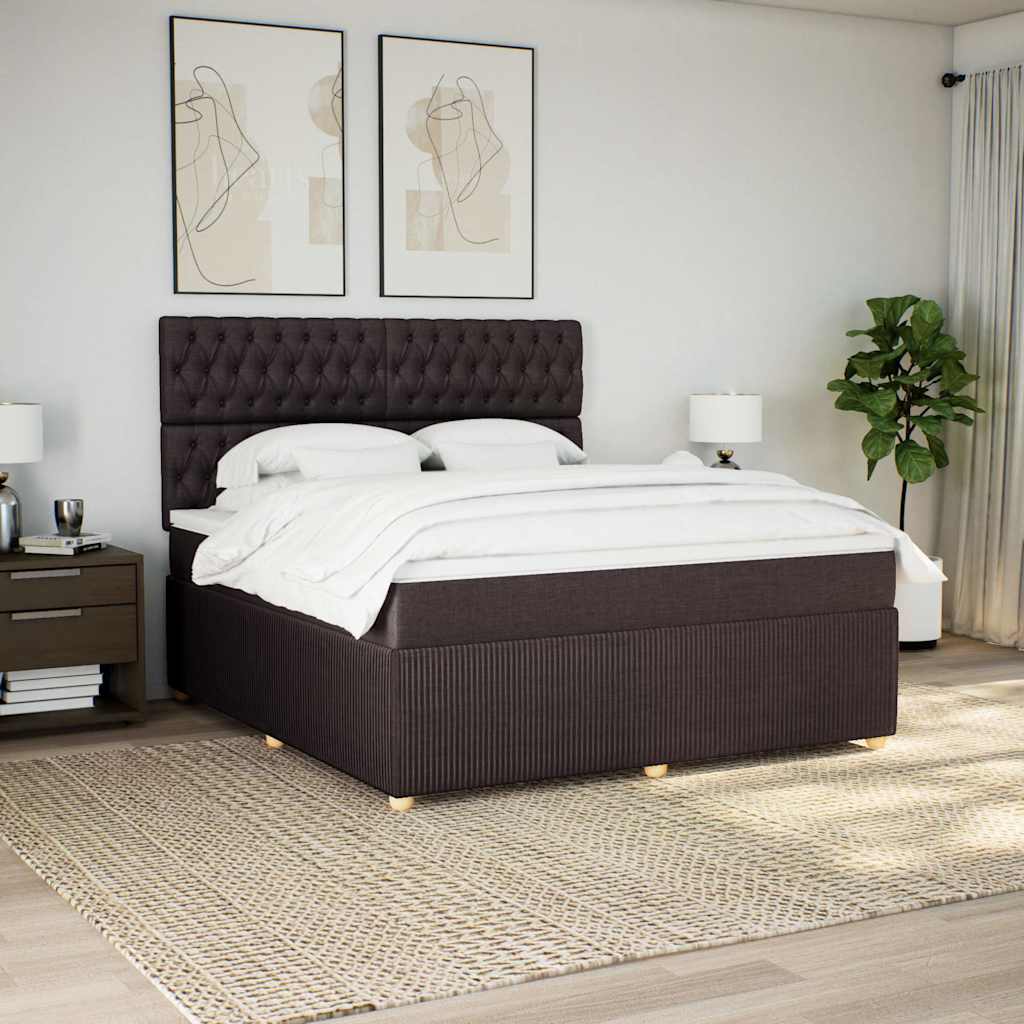 Boxspringbett Mit Matratze Stoff Dunkelbraun
