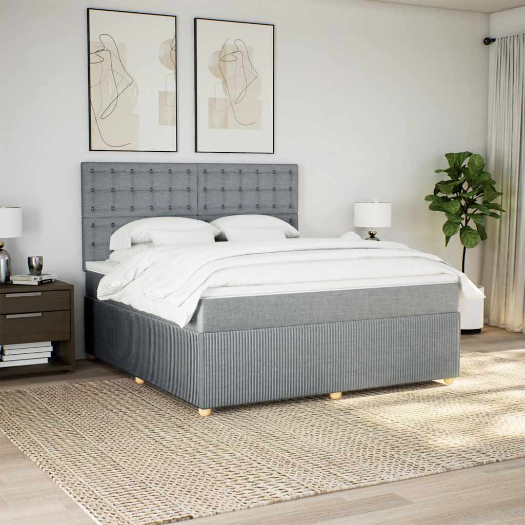 Boxspringbett Mit Matratze Stoff Hellgrau