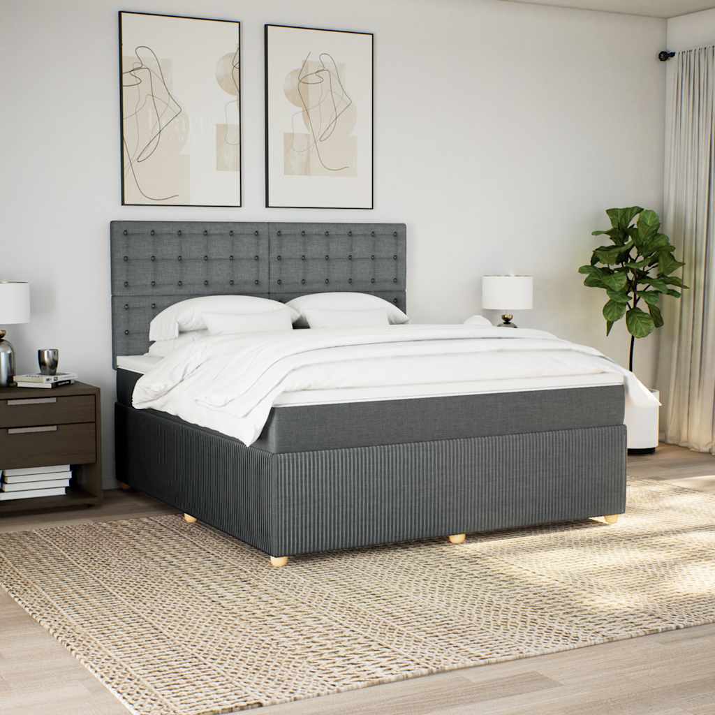 Boxspringbett Mit Matratze Stoff Dunkelgrau