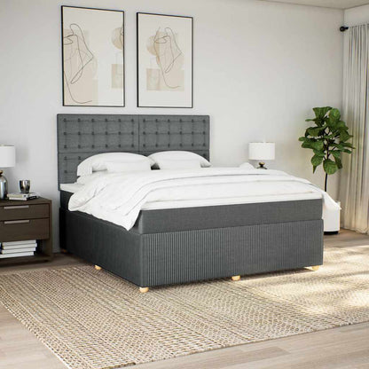 Boxspringbett Mit Matratze Stoff Dunkelgrau