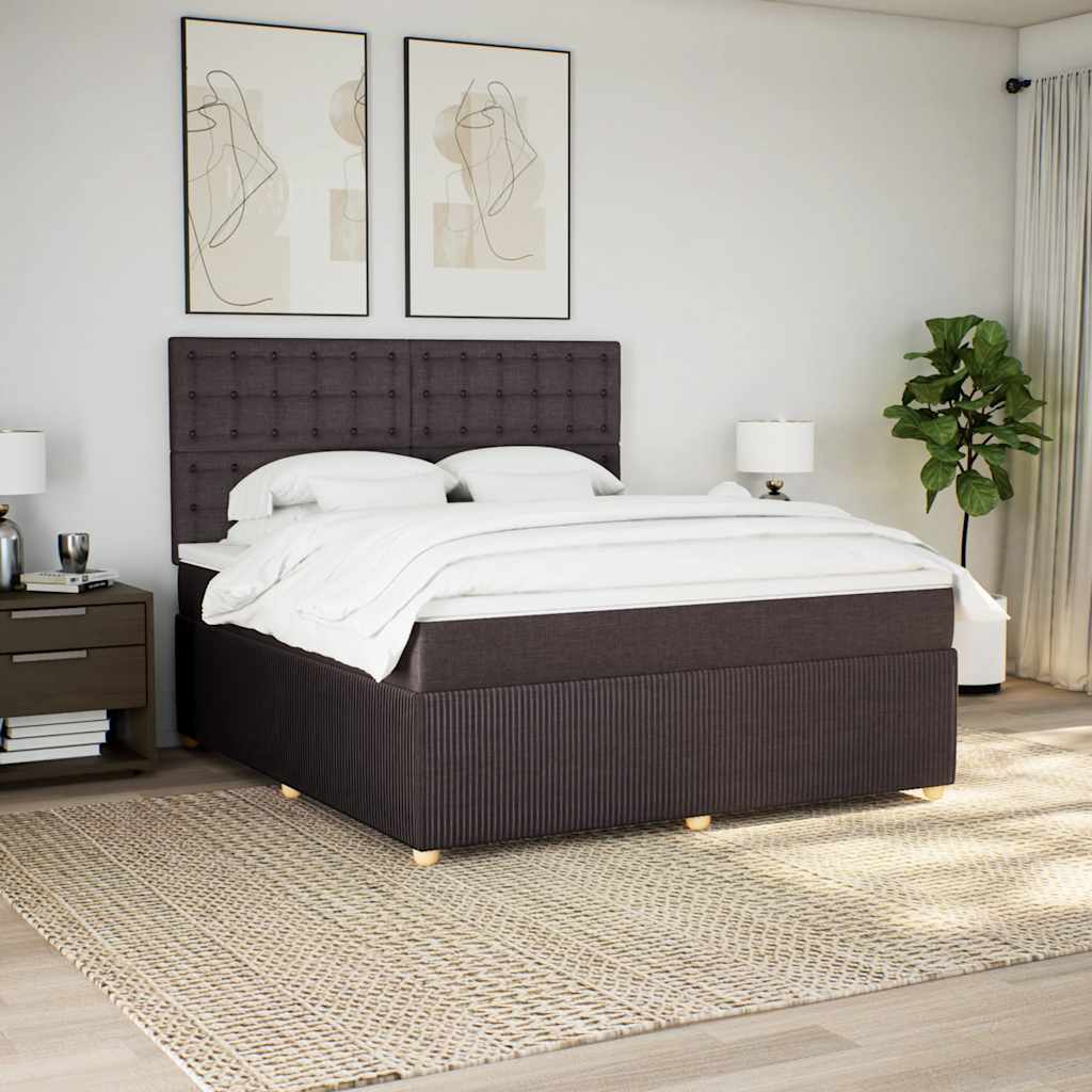 Boxspringbett Mit Matratze Stoff Dunkelbraun