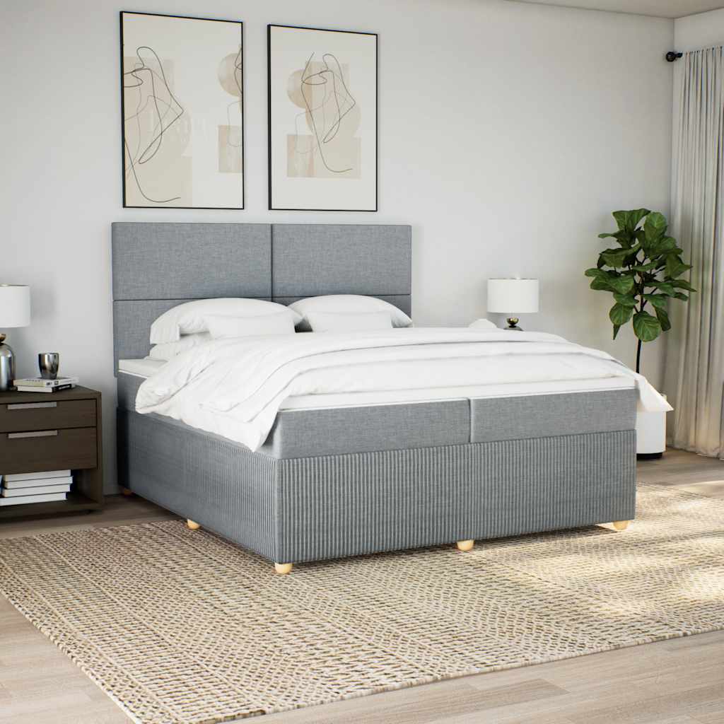 Boxspringbett Mit Matratze Stoff Hellgrau
