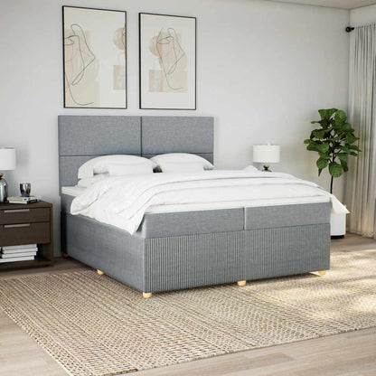 Boxspringbett Mit Matratze Stoff Hellgrau