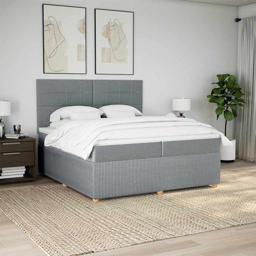 Boxspringbett Mit Matratze Stoff Hellgrau