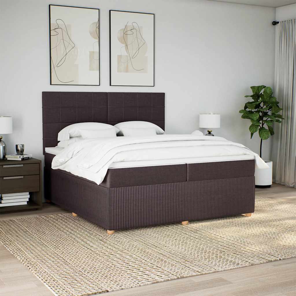 Boxspringbett Mit Matratze Stoff Dunkelbraun