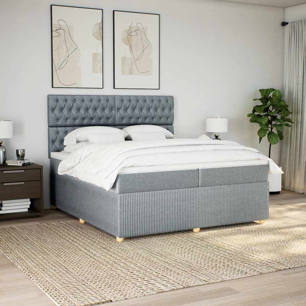 Boxspringbett Mit Matratze Stoff Hellgrau