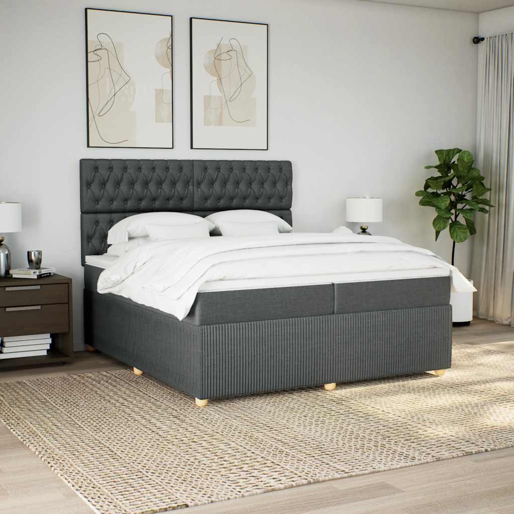 Boxspringbett Mit Matratze Stoff Dunkelgrau