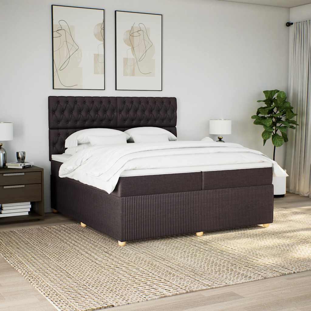 Boxspringbett Mit Matratze Stoff Dunkelbraun